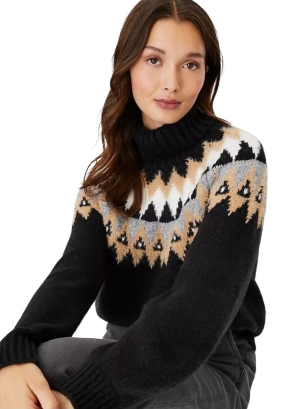 Women's Ann Taylor Fair Isle Turtleneck Sweater Sz XS